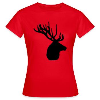 Hirschkopf - Frauen T-Shirt - Rot - Vorne - AI Model Female 172 dark (172cm)