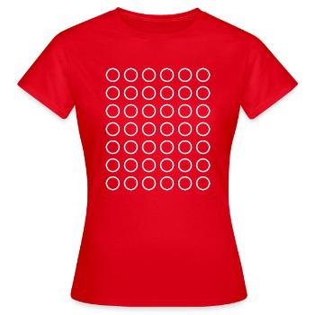 N&B Cercles Dots op Art Design - T-shirt Femme - rouge - Devant - AI Model Female 172 dark (172cm)