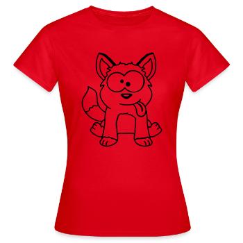 Hund Fuchs Lustige Grimasse Schielen Zunge Raus - Frauen T-Shirt - Rot - Vorne - AI Model Female 172 dark (172cm)