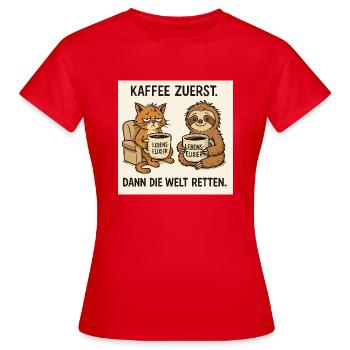 Die Welt retten - Frauen T-Shirt - Rot - Vorne - AI Model Female 172 dark (172cm)