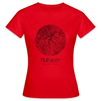 Mulhacén | Carte géographique Topographie Design - T-shirt Femme - rouge - Devant - AI Model Female 172 dark (172cm)