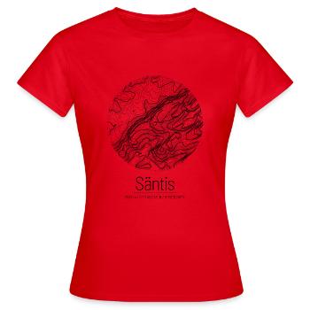 Säntis | Carte géographique Topographie Design - T-shirt Femme - rouge - Devant - AI Model Female 172 dark (172cm)
