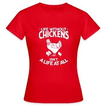 Chicken, Chicken - Women's T-Shirt - red - Front - AI Model Female 172 dark (172cm)