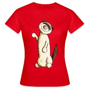 Kleines Harlekin Frettchen - Ferret - Marder - Frauen T-Shirt - Rot - Vorne - AI Model Female 172 dark (172cm)