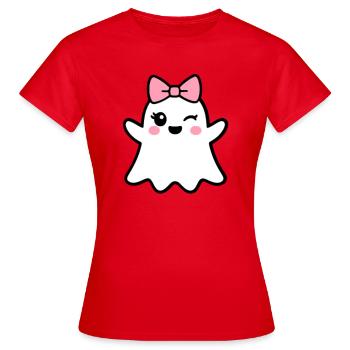 Kawaii Geist mit rosa Schleife - Frauen T-Shirt - Rot - Vorne - AI Model Female 172 dark (172cm)