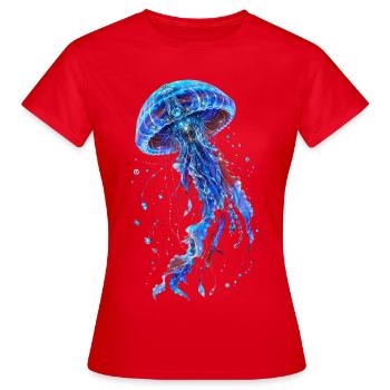 Méduse Bleue Étoilée - T-shirt Femme - rouge - Devant - AI Model Female 172 dark (172cm)