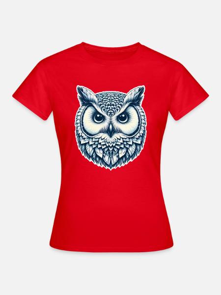 Eulenkopf (dunkelblau) - Frauen T-Shirt - Rot