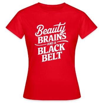 Schwarzgurt und Selbstbewusstsein - Frauen T-Shirt - Rot - Vorne - AI Model Female 172 dark (172cm)