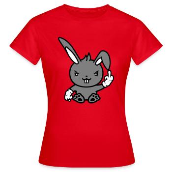 Lapin Majeur Montrer Méchant Coquin Insultant - T-shirt Femme - rouge - Devant - AI Model Female 172 dark (172cm)