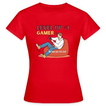 Stufenaufstieg +1 - Spieler - Frauen T-Shirt - Rot - Vorne - AI Model Female 172 dark (172cm)