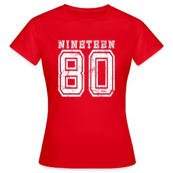 DIX-NEUF 1980 - T-shirt Femme - rouge - Devant - AI Model Female 172 dark (172cm)