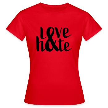 Liebe und Hass Typografie - Frauen T-Shirt - Rot - Vorne - AI Model Female 172 dark (172cm)