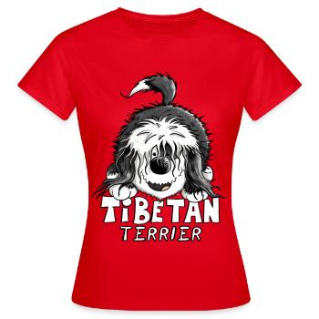 Mignon Terrier tibétain - T-shirt Femme - rouge - Devant - AI Model Female 172 dark (172cm)