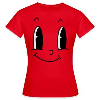 Lustiges Gesicht großen Augen - Frauen T-Shirt - Rot - Vorne - AI Model Female 172 dark (172cm)