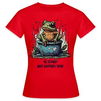 The Really Interested Frog in the Pond - Women's T-Shirt - red - Front - AI Model Female 172 dark (172cm)