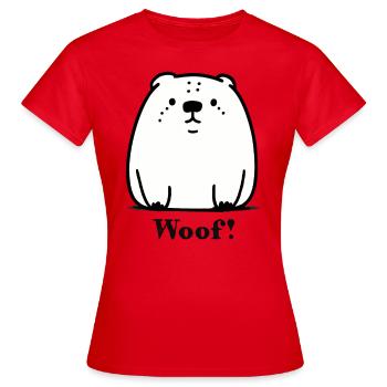 Wuff: Cartoon Hund - Frauen T-Shirt - Rot - Vorne - AI Model Female 172 dark (172cm)