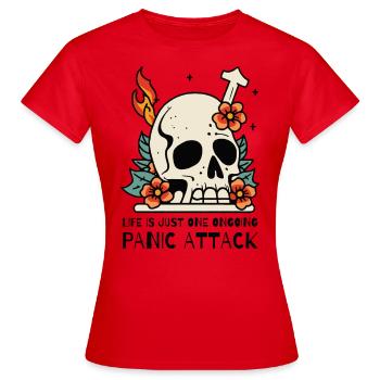 La vie est une attaque de panique - T-shirt Femme - rouge - Devant - AI Model Female 172 dark (172cm)