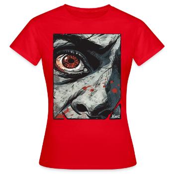 Intensives Auge im Comicstil - Frauen T-Shirt - Rot - Vorne - AI Model Female 172 dark (172cm)