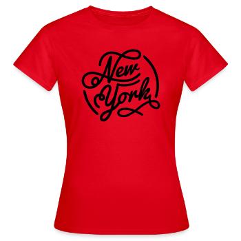 New York, Vintage style lettrage noir - T-shirt Femme - rouge - Devant - AI Model Female 172 dark (172cm)