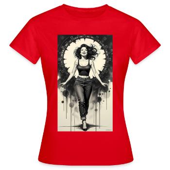 Sirène monochrome et auréole de fer - T-shirt Femme - rouge - Devant - AI Model Female 172 dark (172cm)