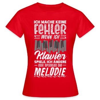 Piano Klavier Musiker Geschenk Geschenkidee - Frauen T-Shirt - Rot - Vorne - AI Model Female 172 dark (172cm)