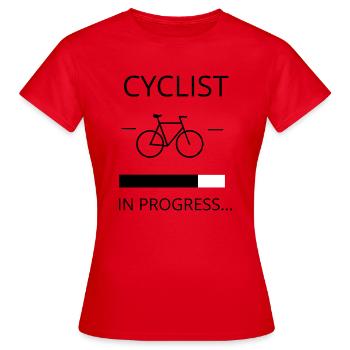 CYCLIST IN PROGRESS - Frauen T-Shirt - Rot - Vorne - AI Model Female 172 dark (172cm)