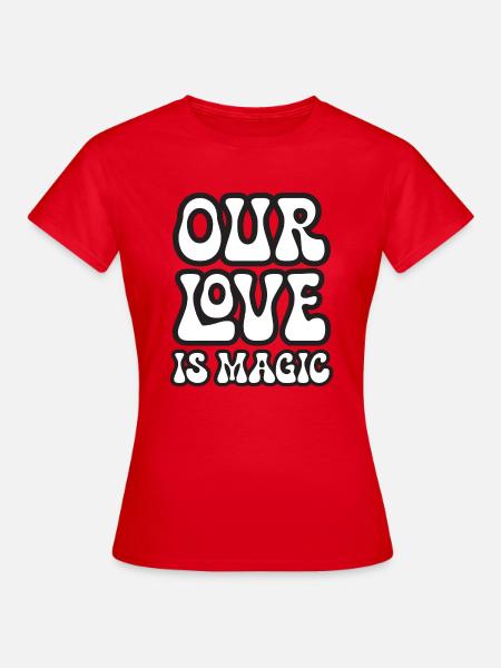Oure Love is MagicLove is Love Regenbogen Pride - Dame-T-shirt - rød