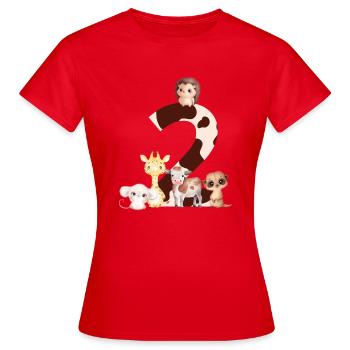 2. Jahrestag - Tiere zum zweiten Jahrestag - Frauen T-Shirt - Rot - Vorne - AI Model Female 172 dark (172cm)