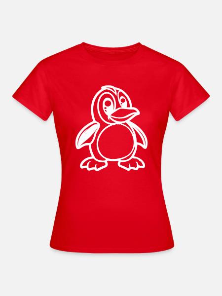 pinguin comic - T-shirt dam - röd