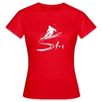 Ski Silhouette Art Ski Passionné Design - T-shirt Femme - rouge - Devant - AI Model Female 172 dark (172cm)