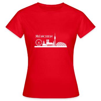 Muenchen Skyline - Frauen T-Shirt - Rot - Vorne - AI Model Female 172 dark (172cm)