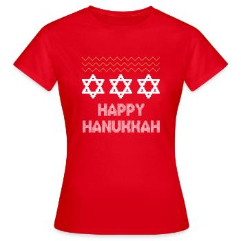 Ugly Hanukkah, Chanukkah, Lichterfest, Geschenk - Frauen T-Shirt - Rot - Vorne - AI Model Female 172 dark (172cm)