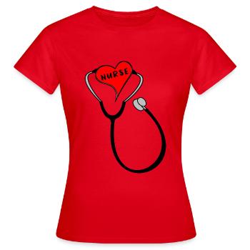stethoskop herz Krankenschwester nurse - Frauen T-Shirt - Rot - Vorne - AI Model Female 172 dark (172cm)