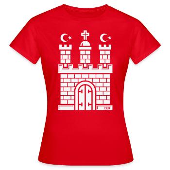 Armoiries de Hambourg avec demi-lune (turc / blanc) - T-shirt Femme - rouge - Devant - AI Model Female 172 dark (172cm)