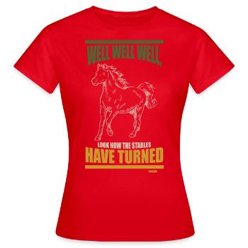 Pferd Pferderennen Pferdespruch Hengst - Frauen T-Shirt - Rot - Vorne - AI Model Female 172 dark (172cm)