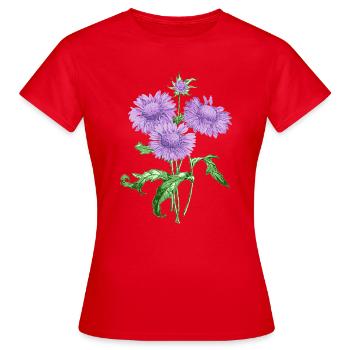 Sommerblume mit violetten Blüten - Frauen T-Shirt - Rot - Vorne - AI Model Female 172 dark (172cm)