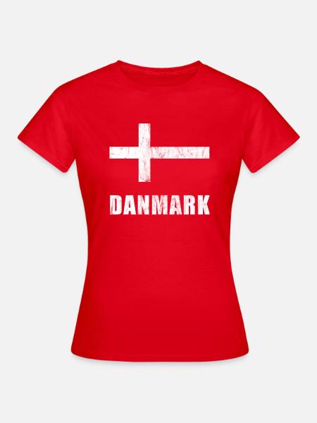Danemark Dannebrog Danish flag Danes vintage - Dame-T-shirt - rød