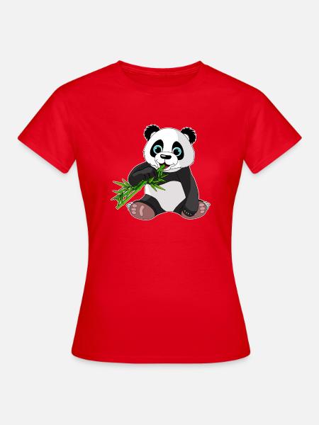 süßer Panda Bär, Geschenk, Bambus,Cartoon,Niedlich - Frauen T-Shirt - Rot