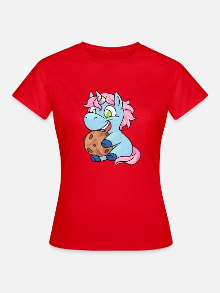 Unificatiegeschenk voor eenhoorns - cookie - Vrouwen T-shirt - rood