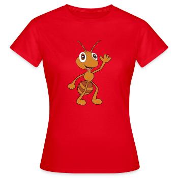 Lustige Comic Ameise Beim Winken - Frauen T-Shirt - Rot - Vorne - AI Model Female 172 dark (172cm)