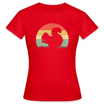 Retro Vintage Eichhoernchen Squirrel 70's Sunset - Frauen T-Shirt - Rot - Vorne - AI Model Female 172 dark (172cm)