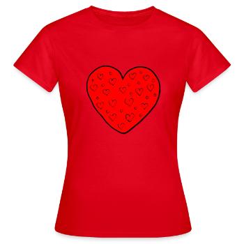 Grand coeur avec cadeau haut coeurs - T-shirt Femme - rouge - Devant - AI Model Female 172 dark (172cm)
