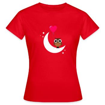 Hibou sur demi-lune avec coeur ballon ballon - T-shirt Femme - rouge - Devant - AI Model Female 172 dark (172cm)
