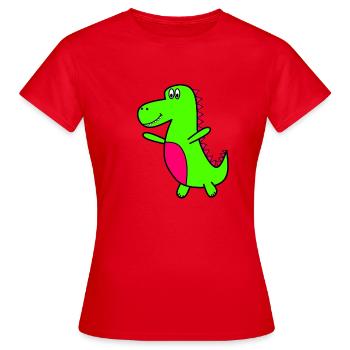 Dino - T-shirt Femme - rouge - Devant - AI Model Female 172 dark (172cm)