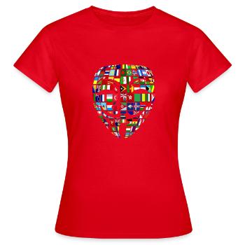 Anonymous welt Hacker Wikileaks Vandetta - Frauen T-Shirt - Rot - Vorne - AI Model Female 172 dark (172cm)
