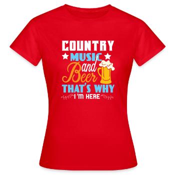 Musique country et bière - T-shirt Femme - rouge - Devant - AI Model Female 172 dark (172cm)