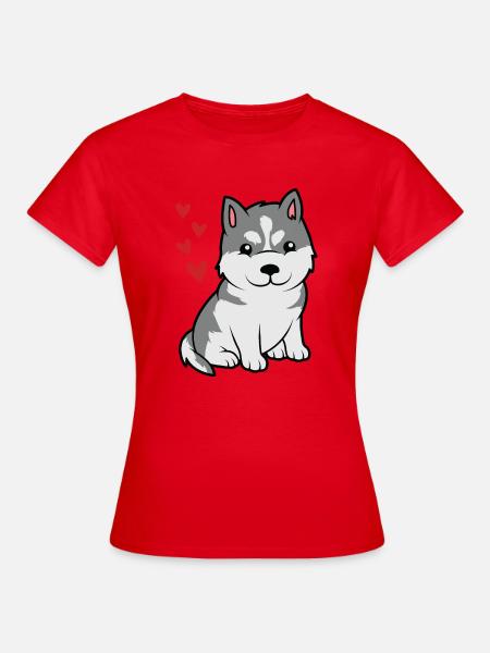 kleiner süßer Baby Husky - Dame-T-shirt - rød