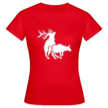 Renne cerf bois cerf orignal noël sexe - T-shirt Femme - rouge - Devant - AI Model Female 172 dark (172cm)