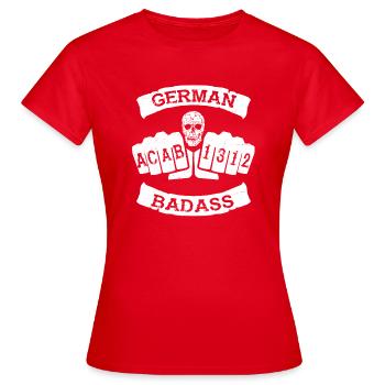 german badass deutschland fußball hooligan tattoo - Frauen T-Shirt - Rot - Vorne - AI Model Female 172 dark (172cm)