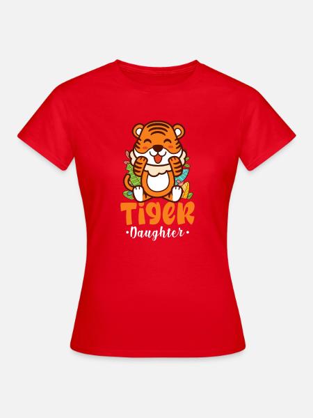 Tiger Daughter - Cute Girls Tiger Cub - T-shirt dam - röd